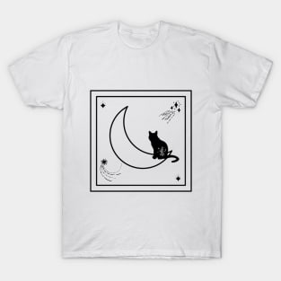 magic black cat on the moon T-Shirt
